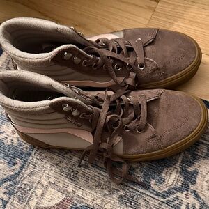 Vans Brown and Pink High-Top Sneakers